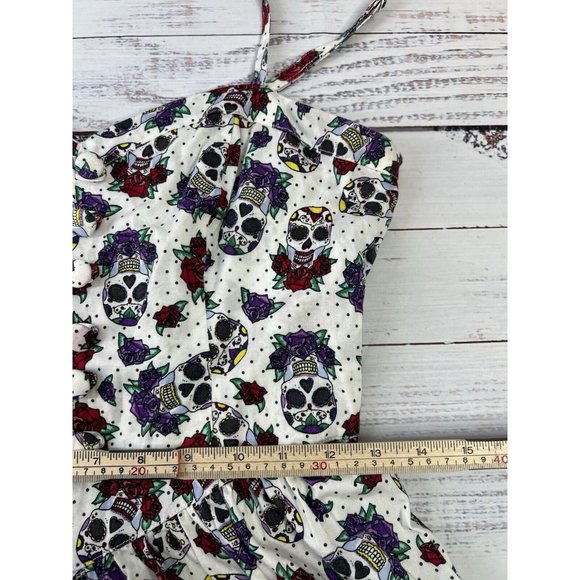 Hell Bunny Dress Day of Dead Sugar Skulls Women's M Sleeveless Rockabilly - Picture 9 of 12